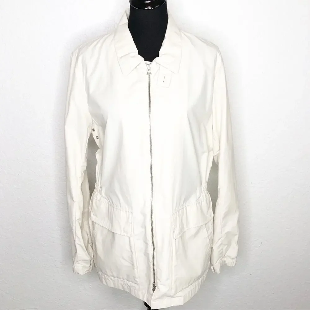 Theory Miron Fitzroy light tan cream full zip utility jacket size Medium